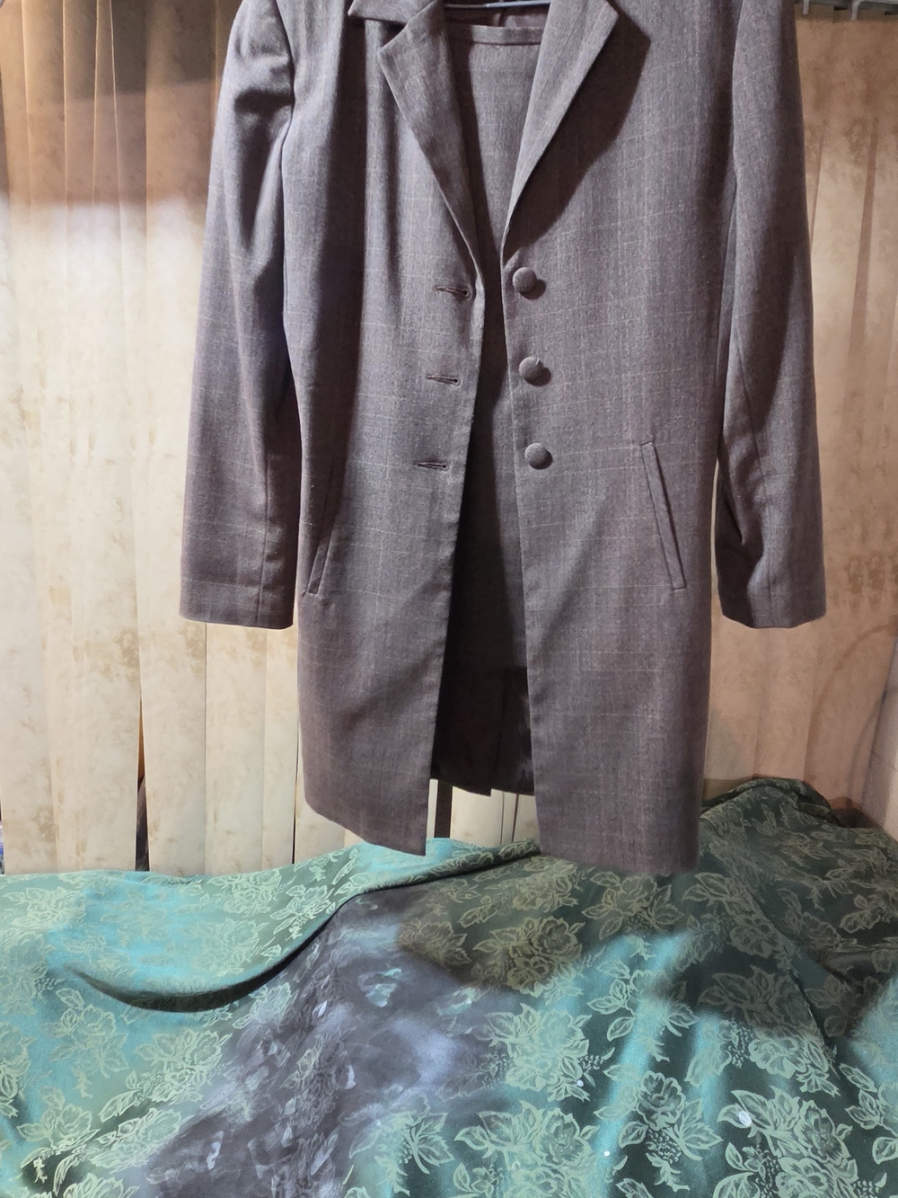 Harve Benard Brown Checked Wool Blend Blazer Suit